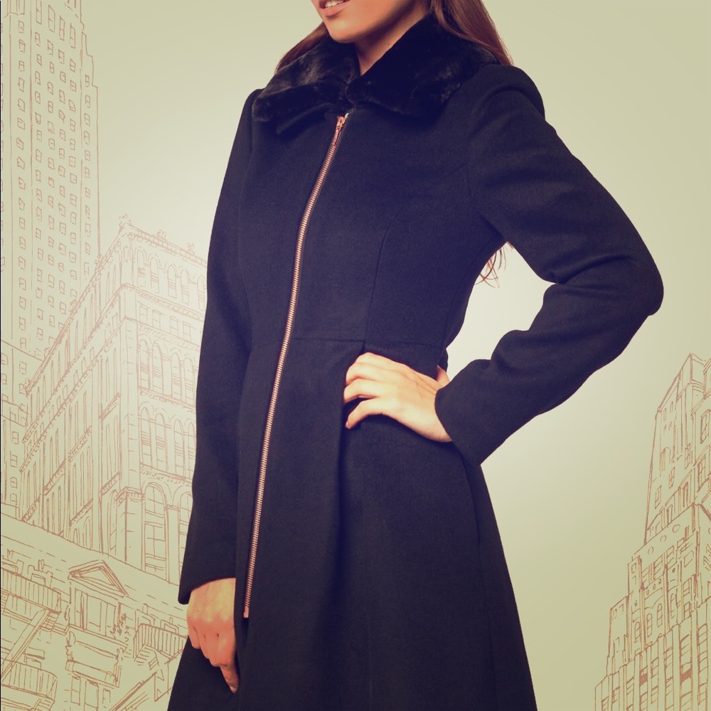 Australian Designer Wool Coat w/ Removable Collar